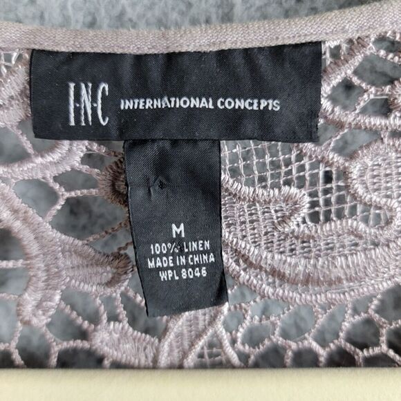 INC International Concepts Jacket Cardigan Womens M Linen Tie Dye Boho Neutrals - Picture 3 of 11